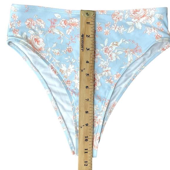 WeWoreWhat NWT Halogen Blue Floral Emily High-Waist Bikini Swim Bottom XS - Picture 6 of 9
